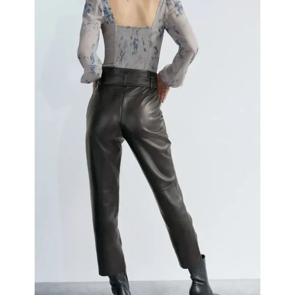 ARITZIA WILFRED High Tied Pant in Black Vegan Leather - Size US 00 (No belt) - Picture 2 of 16